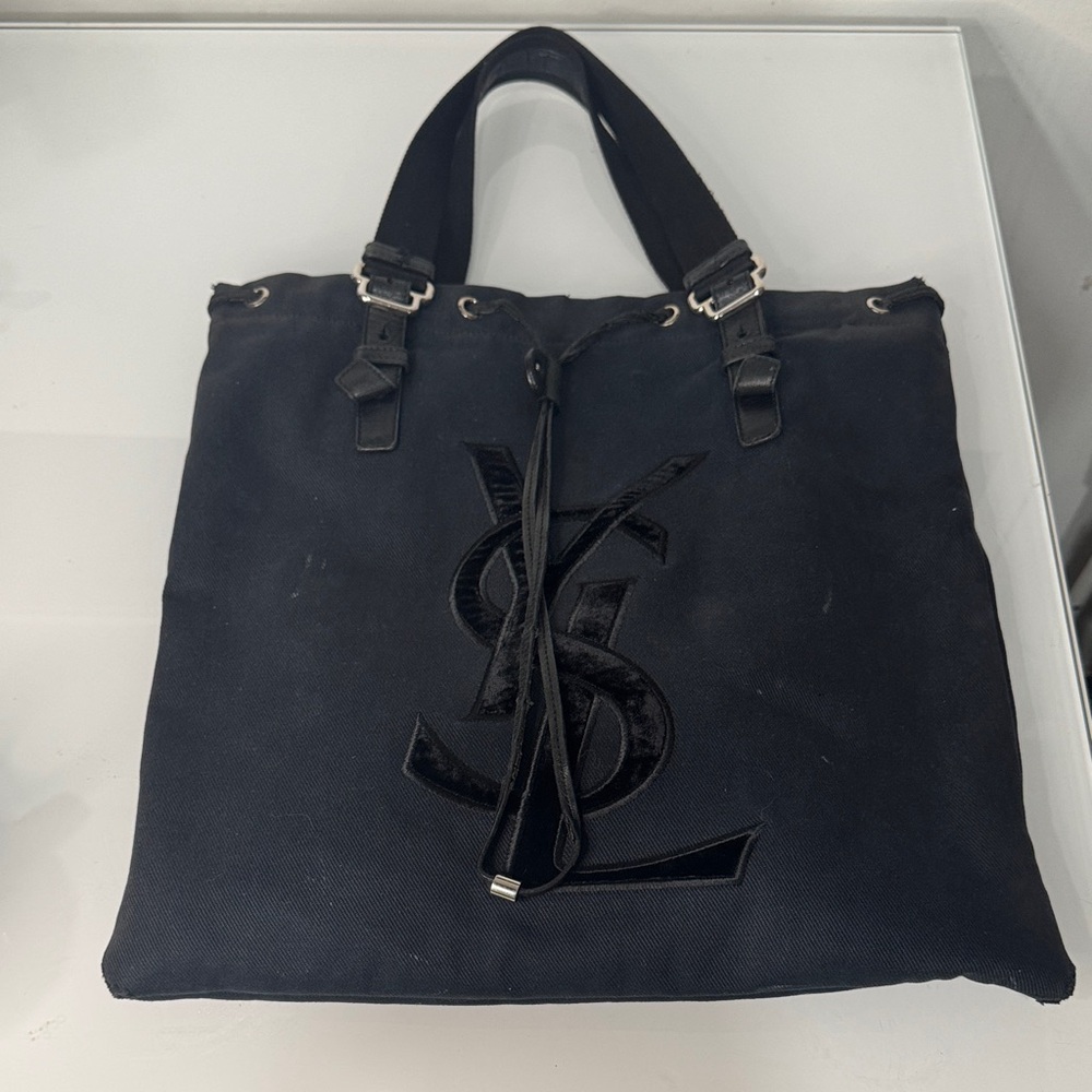 Yves Saint Laurent Black Canvas Tote + COA